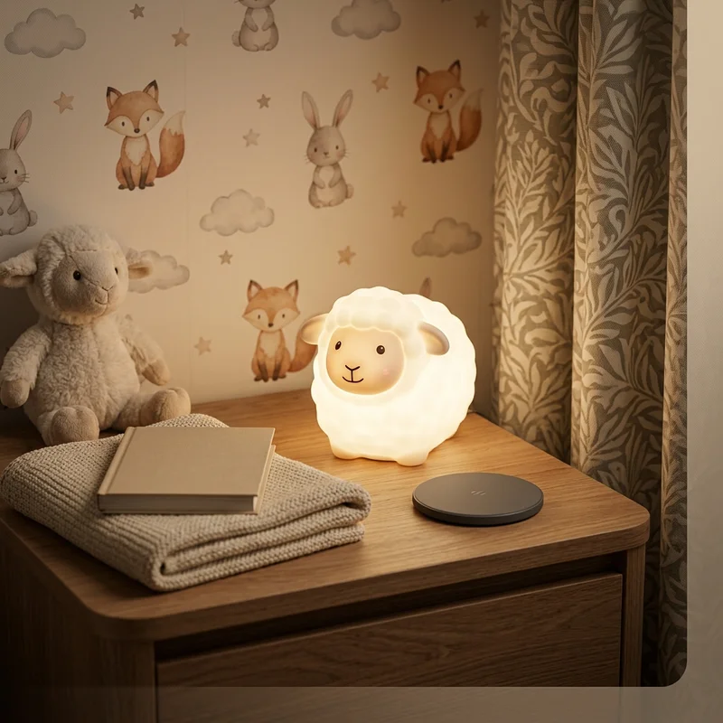Warm glowing sheep night light