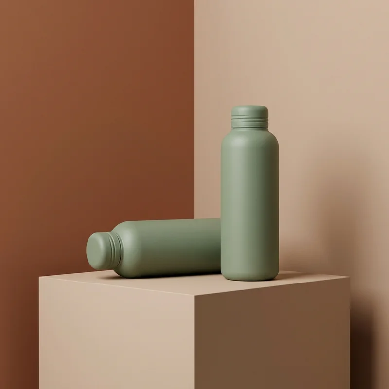 Minimalist bottles on geometric pedestal