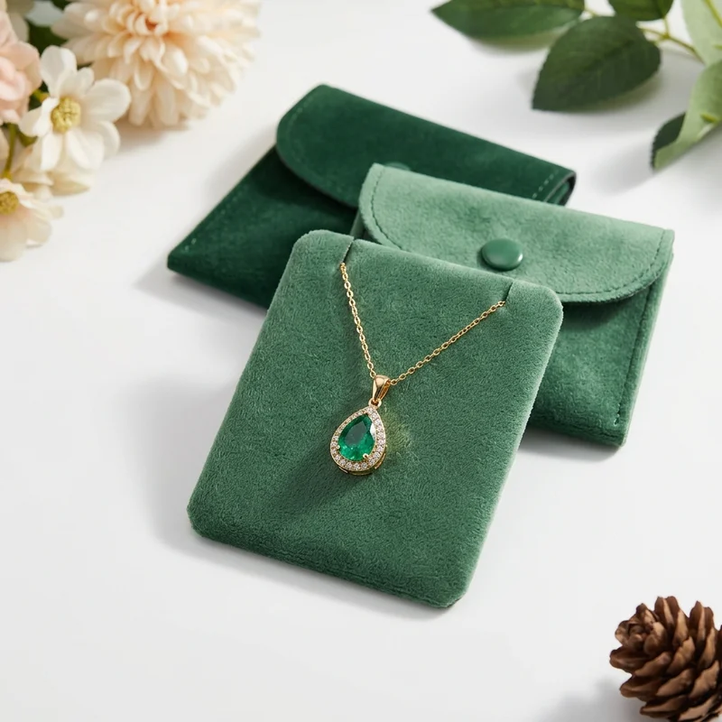 Luxury emerald necklace presentation