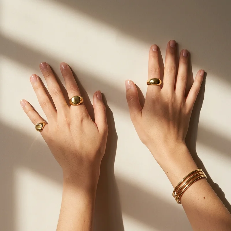 Elegant gold jewelry with shadows