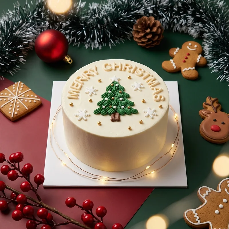 Festive Christmas cake with cookies