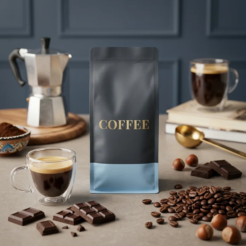 Gourmet coffee bean showcase
