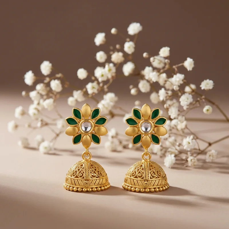 Traditional gold jhumka earrings