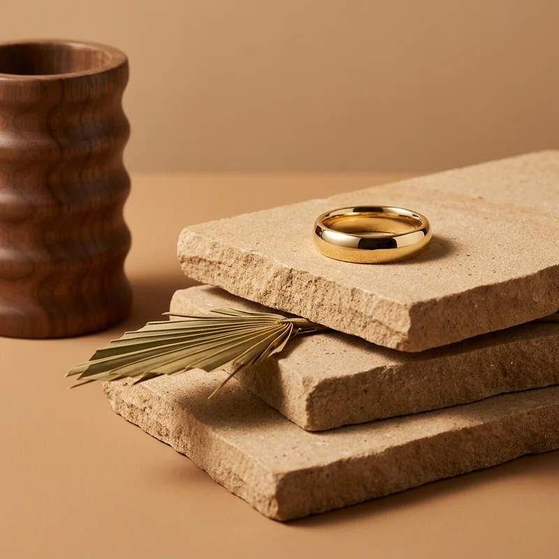 Earthy gold ring on stone