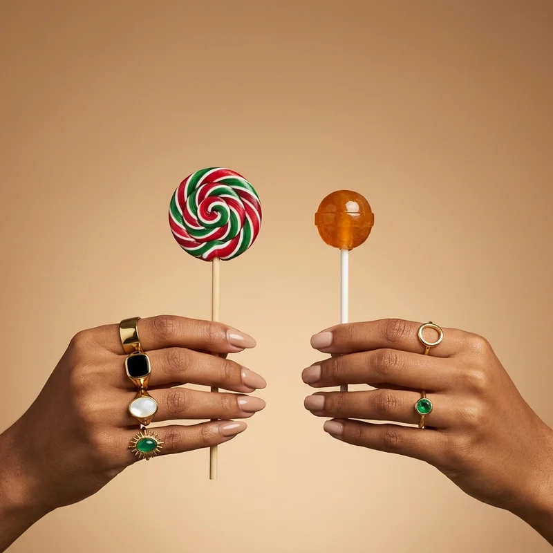 Playful jewelry and lollipops