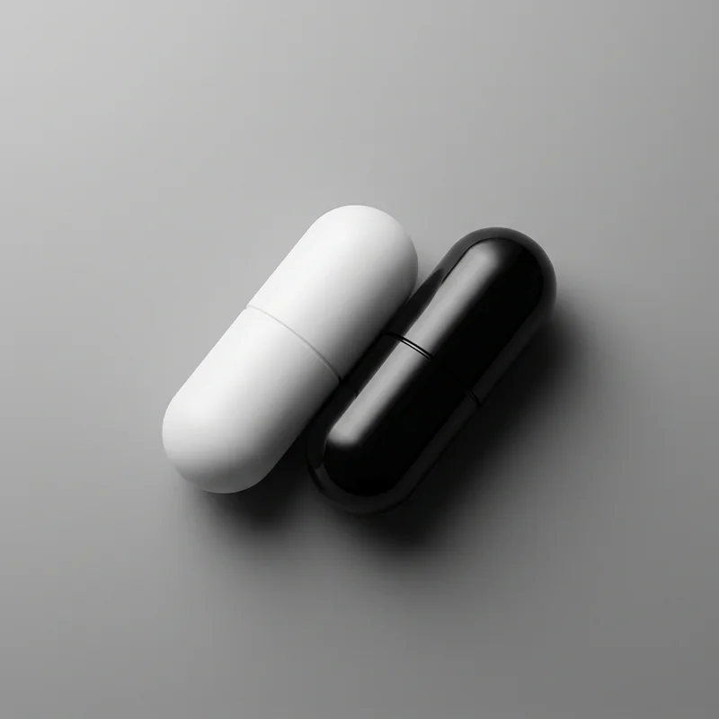 Minimalist black and white capsules