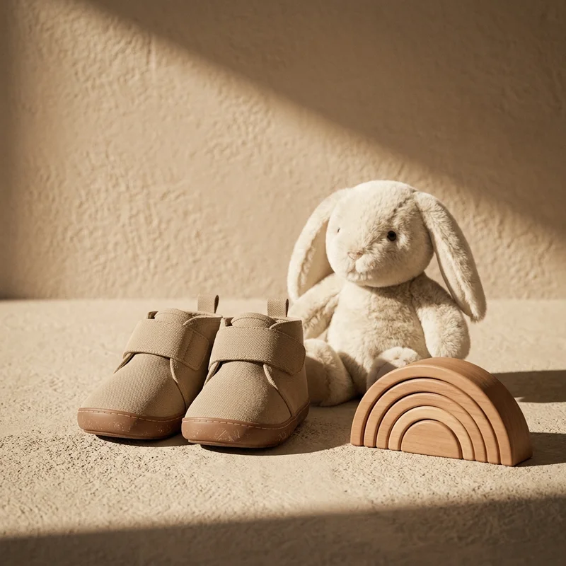 Cozy baby essentials in sunlight