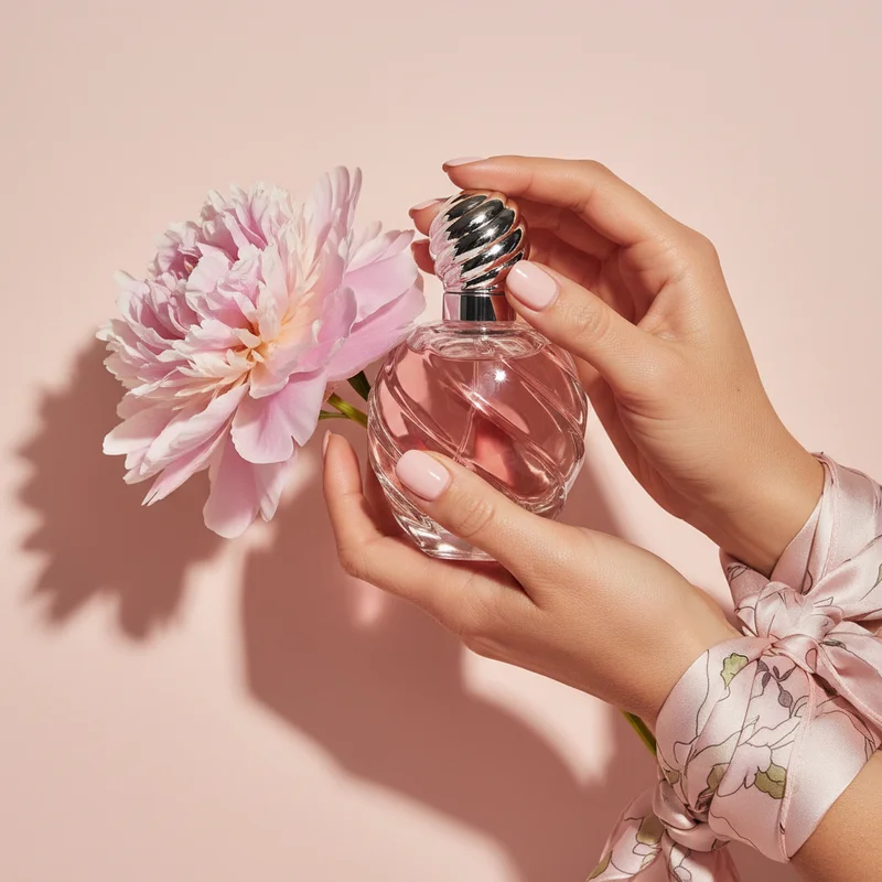 Elegant hand with pink rose