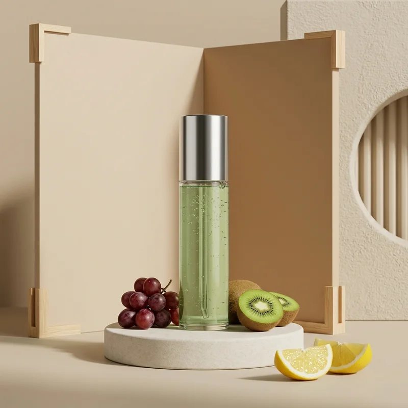 Fresh fruit skincare on beige