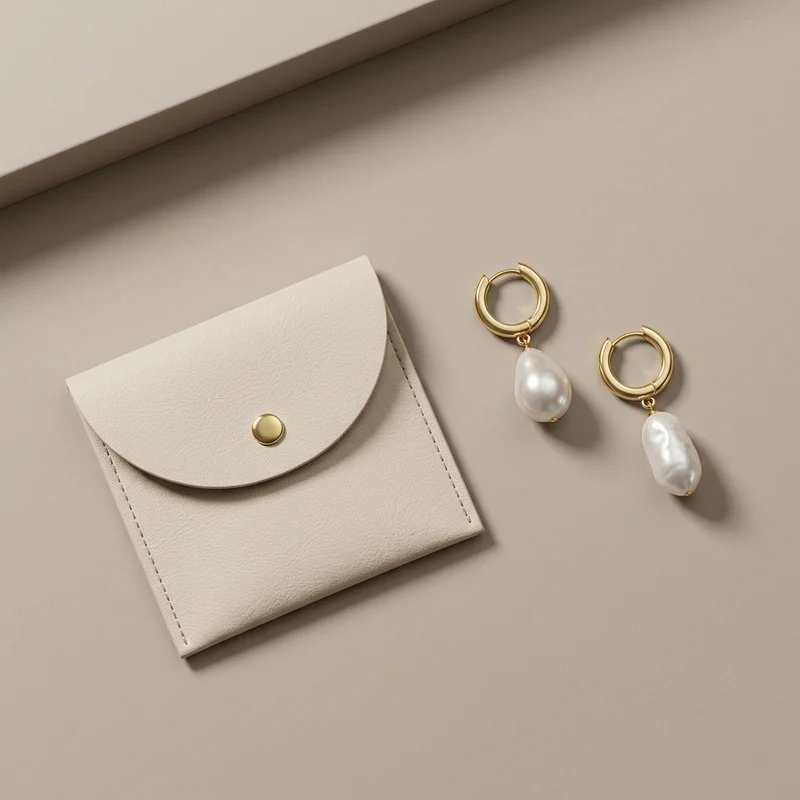 Minimalist pearl jewelry and pouch