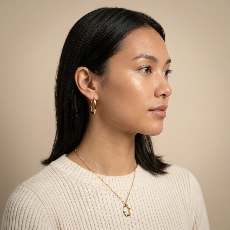 Chic Gold Hoop Earrings & Necklace