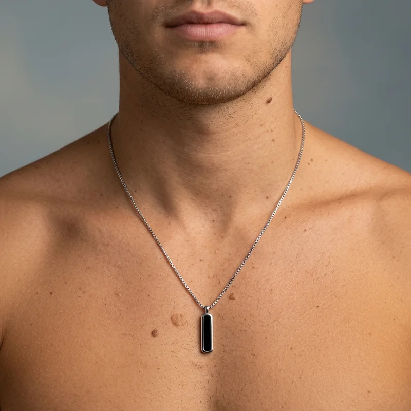 Men's necklace on beach model