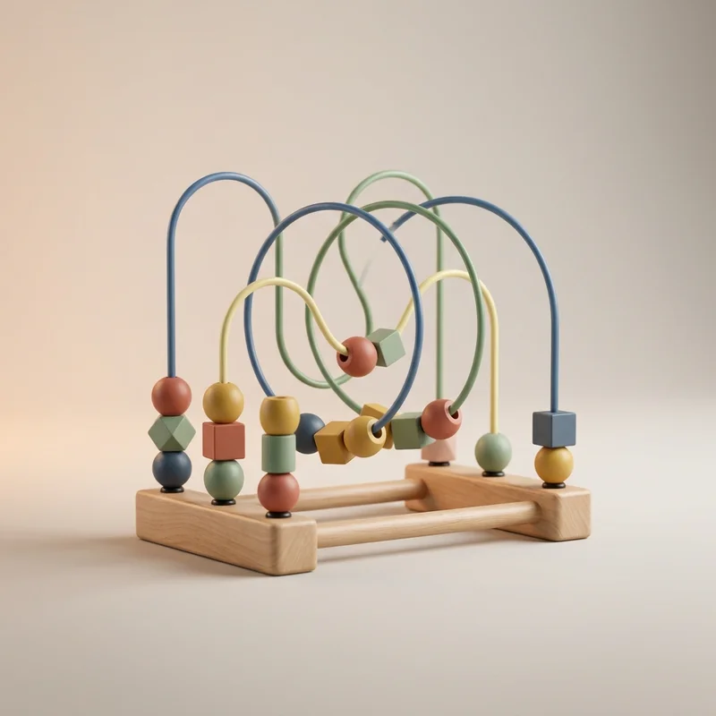 Minimalist wooden bead maze toy