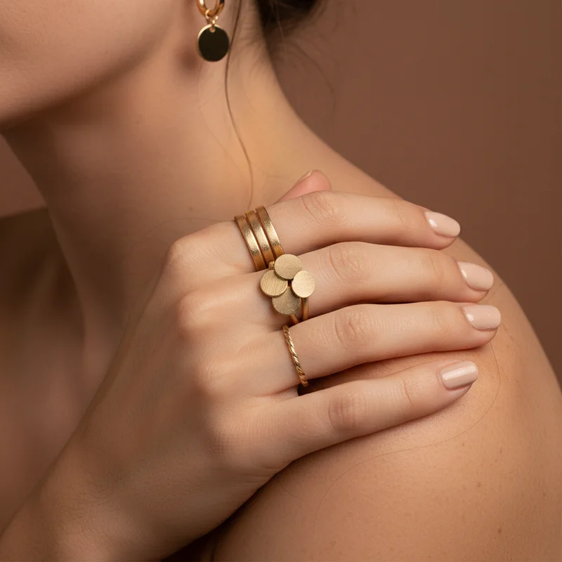 Elegant Gold Rings Hand Model