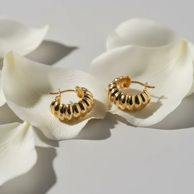 Elegant gold hoops on petals
