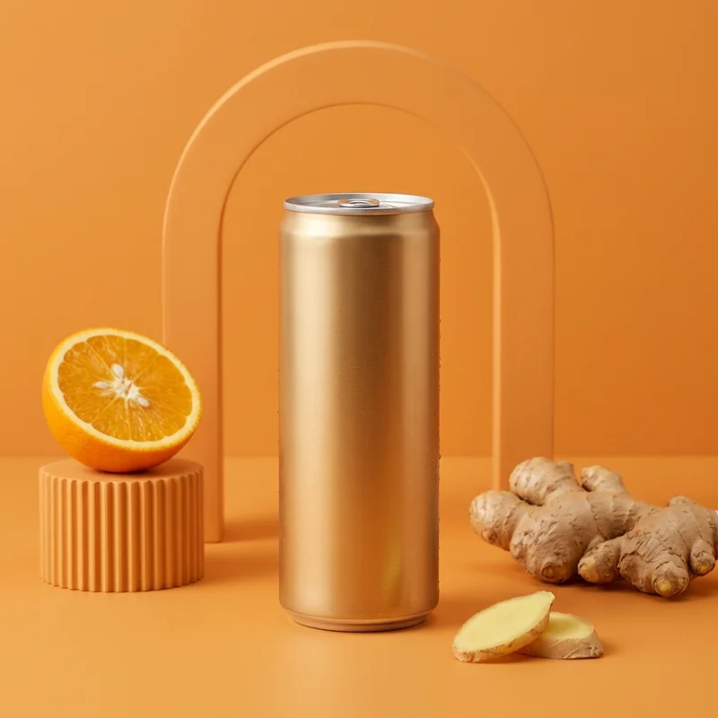 Orange and ginger beverage can