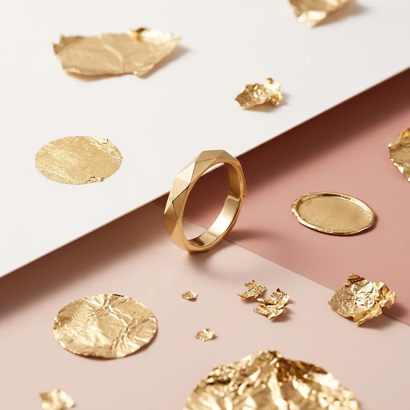 Luxury gold ring with gold leaf