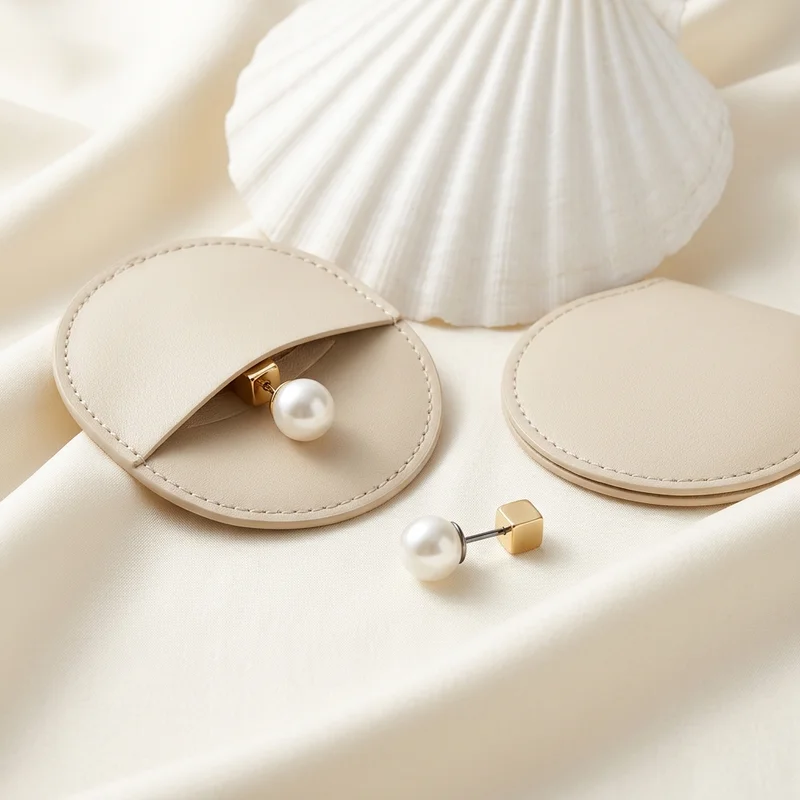 Elegant pearl earrings in leather box