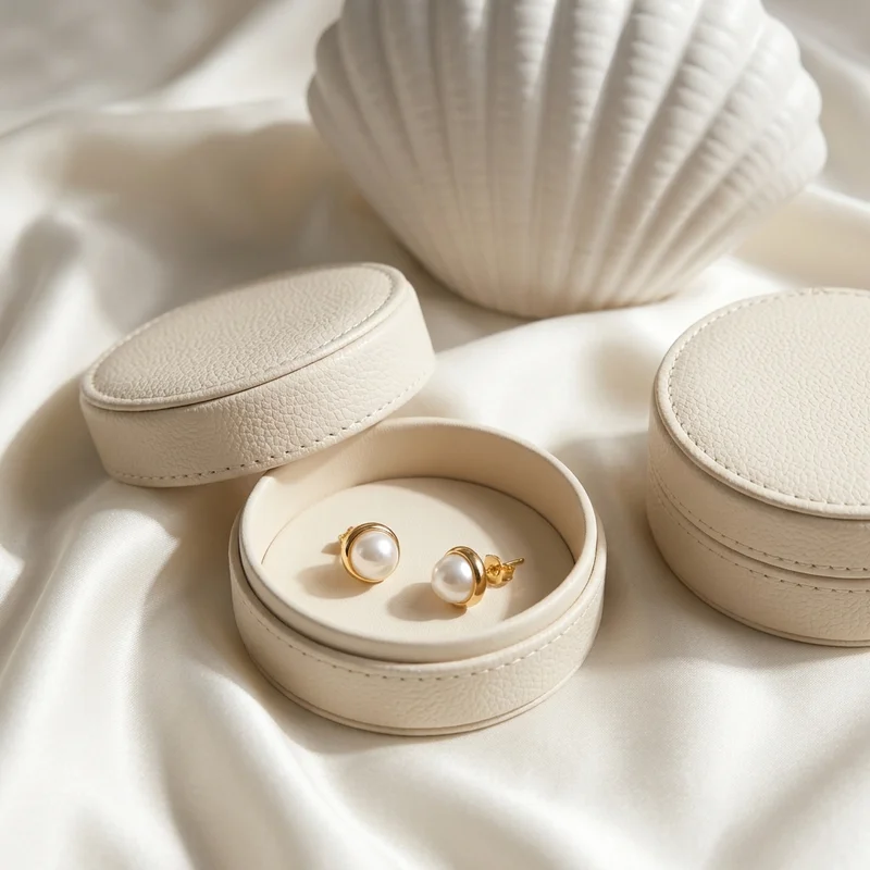 Elegant pearl earrings on silk