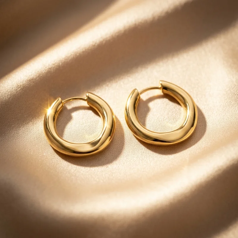 Stylish gold hoop earrings