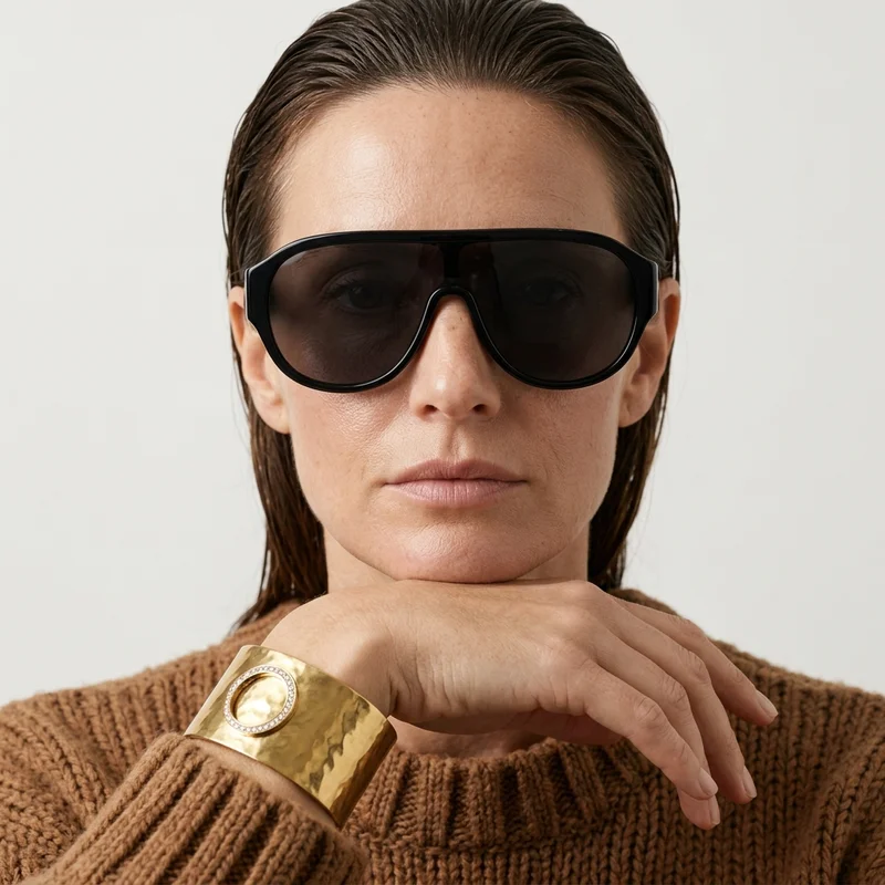 Chic gold bracelet and sunnies