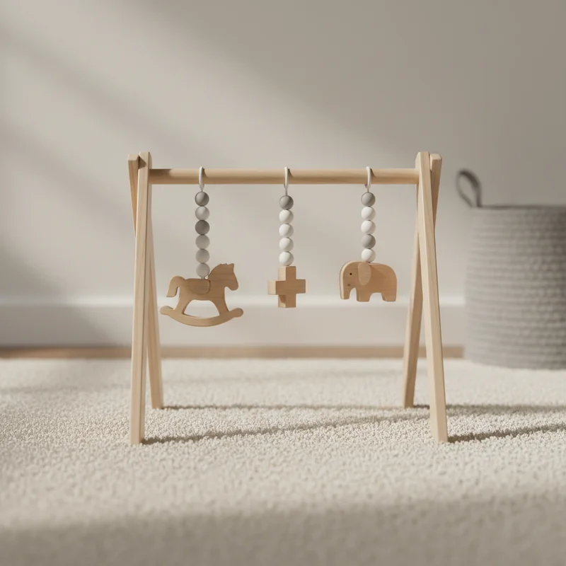 Minimalist wooden baby gym