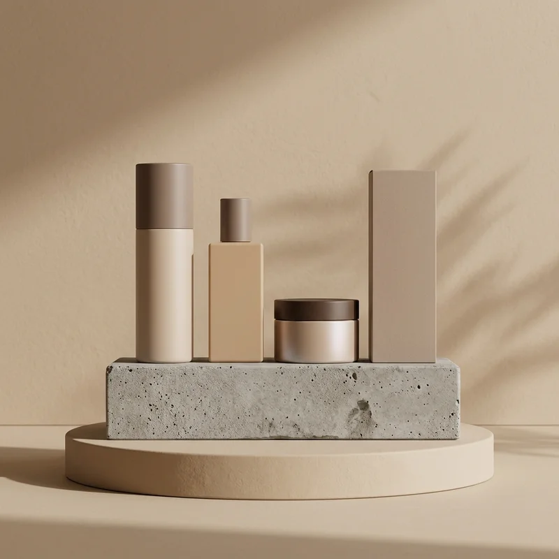 Minimalist skincare on concrete
