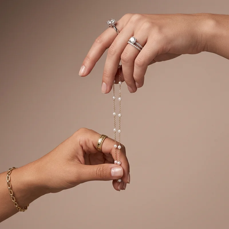 Elegant jewelry on warm neutral