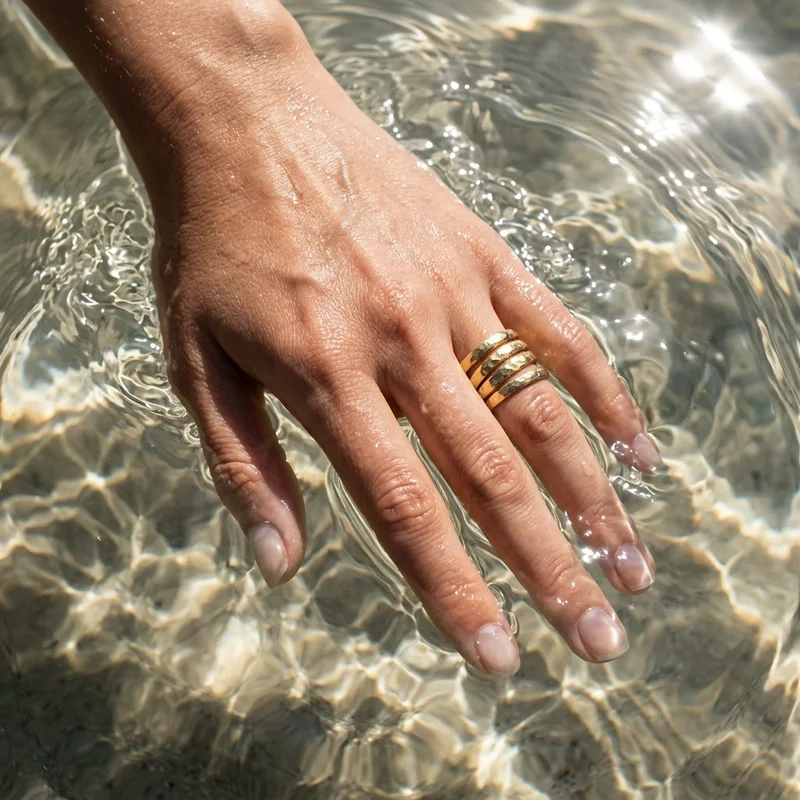 Gold ring in sparkling water