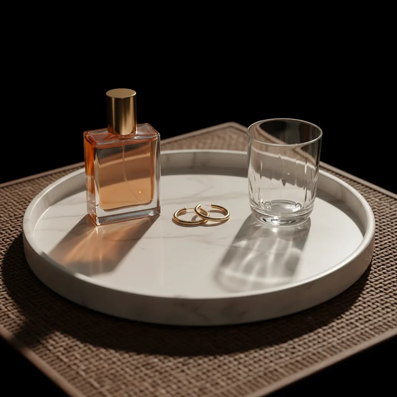 Golden jewelry on marble