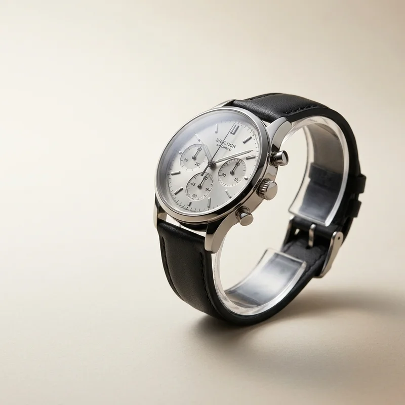 Classic chronograph watch on beige
