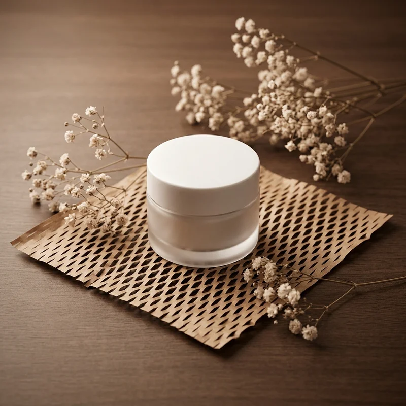Organic skincare on textured paper