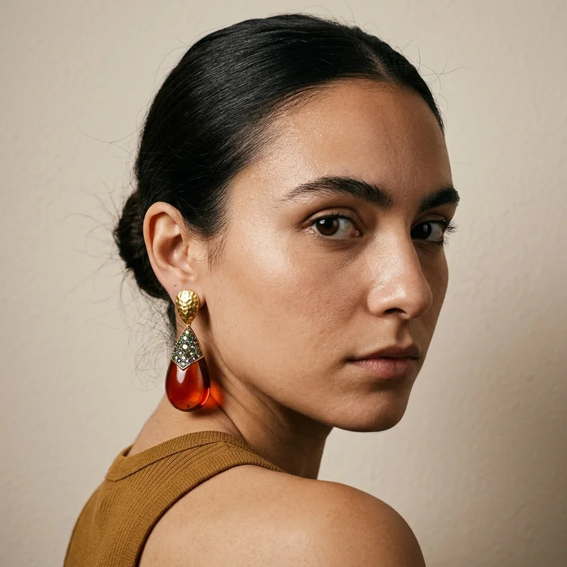 Editorial Amber Earring Portrait