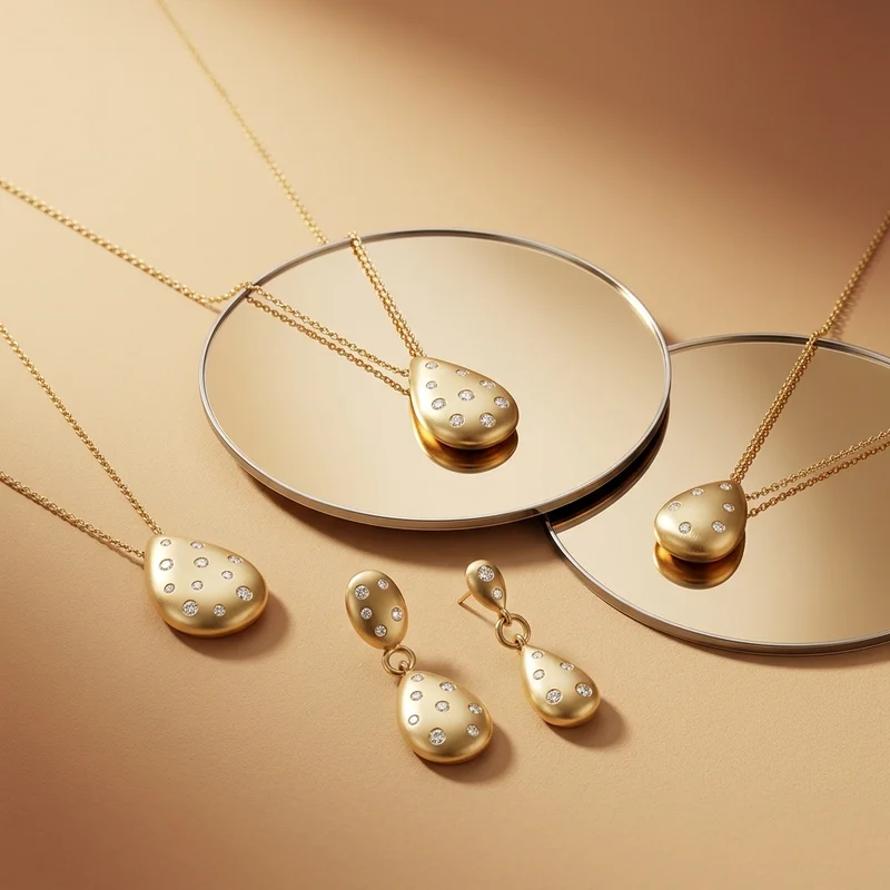 Elegant gold jewelry on mirrors