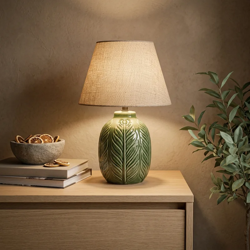 Warm botanical ceramic lamp