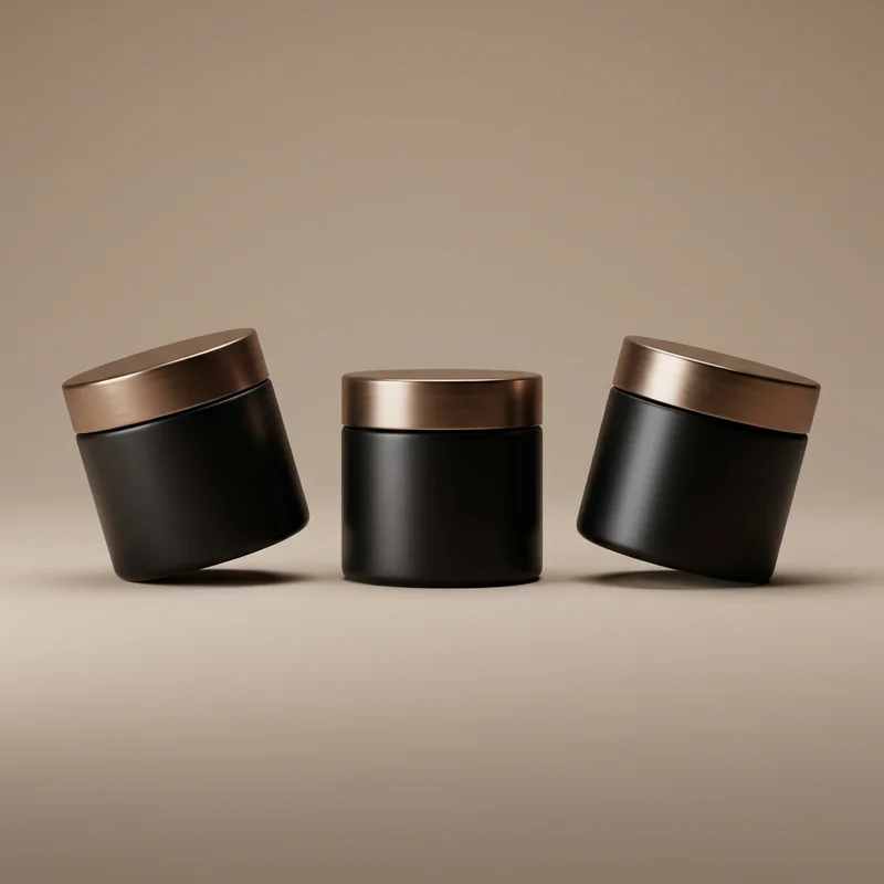 Sleek black jars on beige