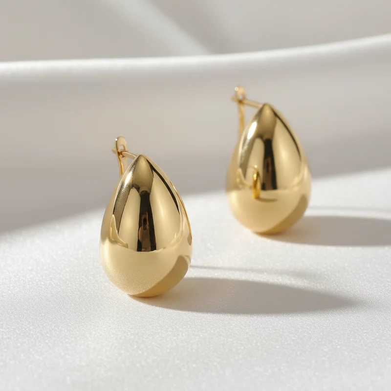Elegant gold teardrop earrings on silk
