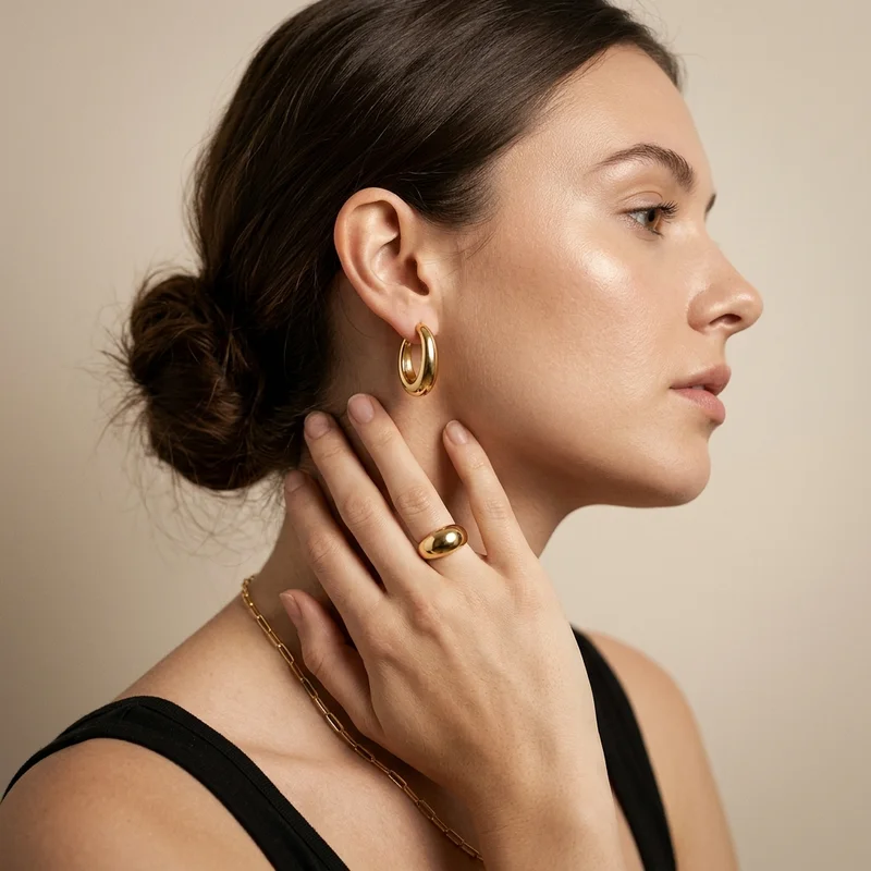 Elegant profile with gold jewelry