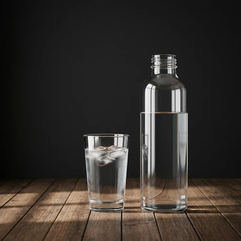 Moody water bottle and glass