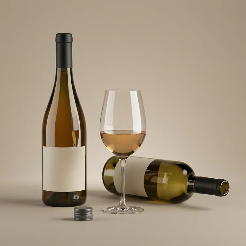 Minimalist white wine bottles