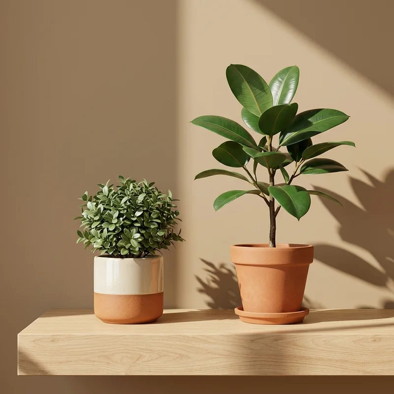 Minimalist plants with window shadows