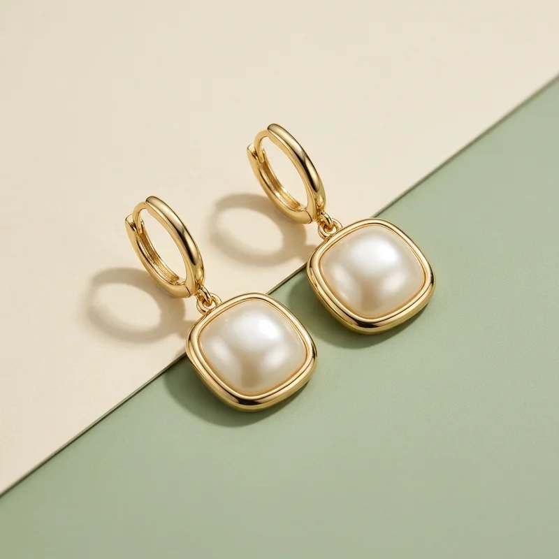 Modern pearl earrings on paper
