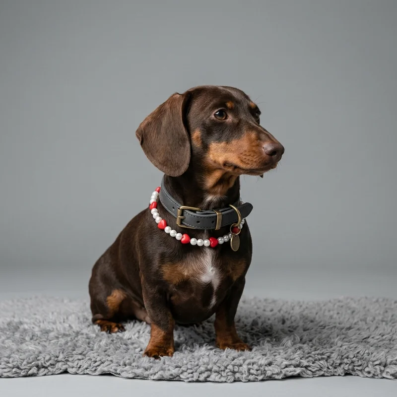 Elegant pet accessories on dachshund
