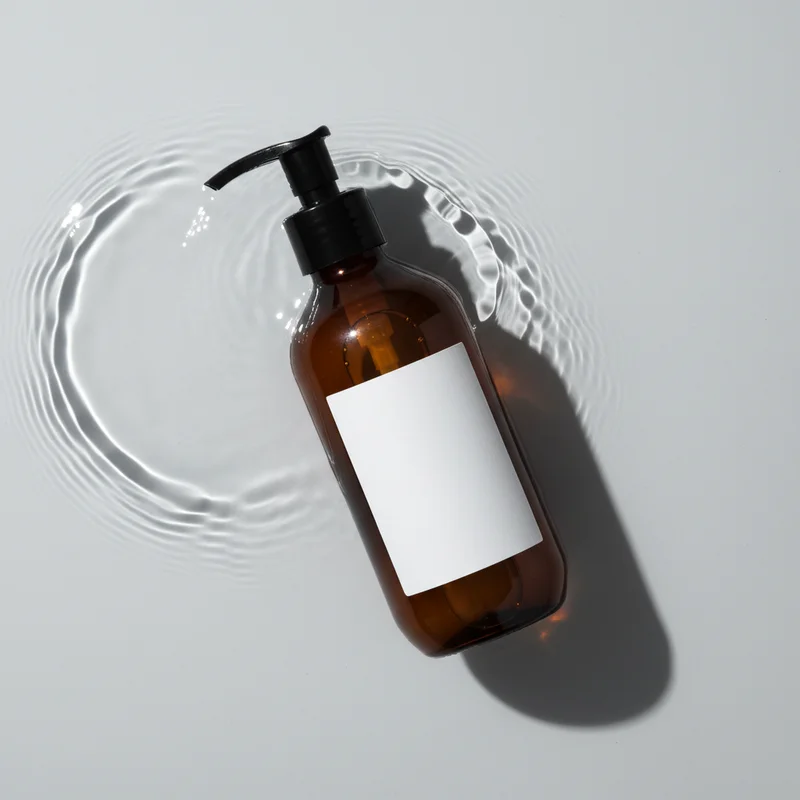 Minimalist brown pump bottle