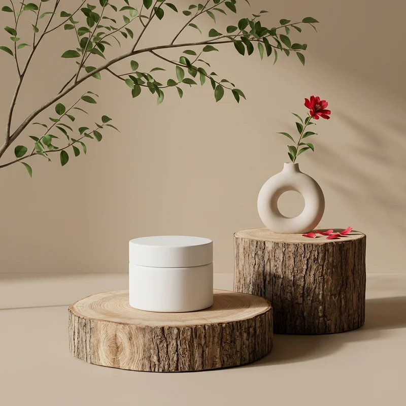 Natural skincare on wood