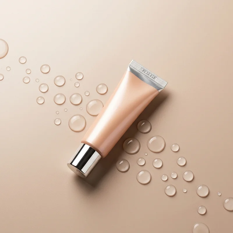 Fresh cosmetic tube with water droplets