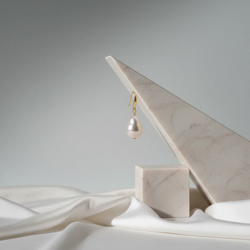 Elegant pearl earring on marble