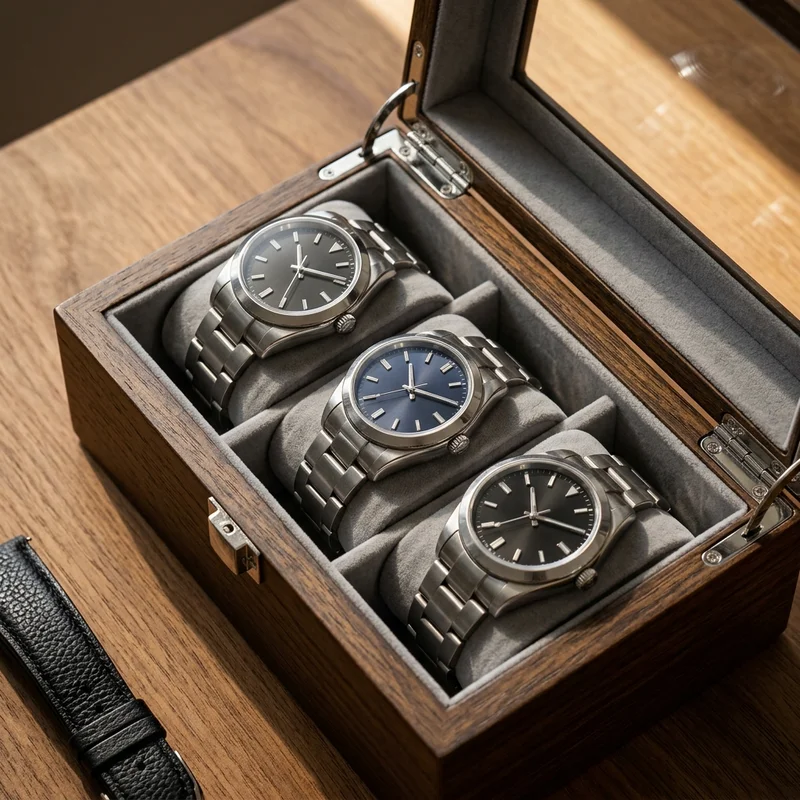 Luxury watches in wooden case