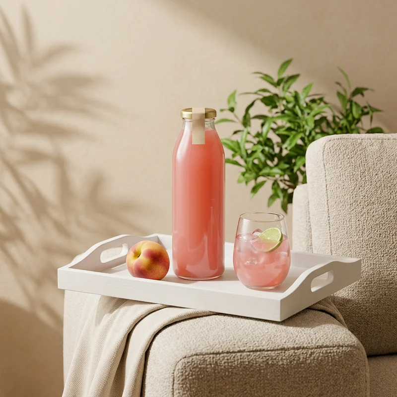 Summer drink on sofa tray
