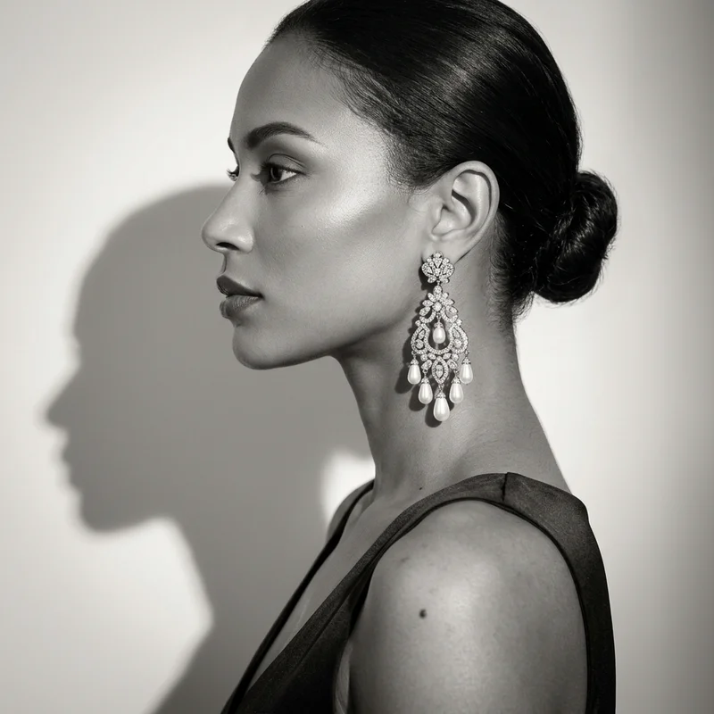 Elegant pearl earring profile